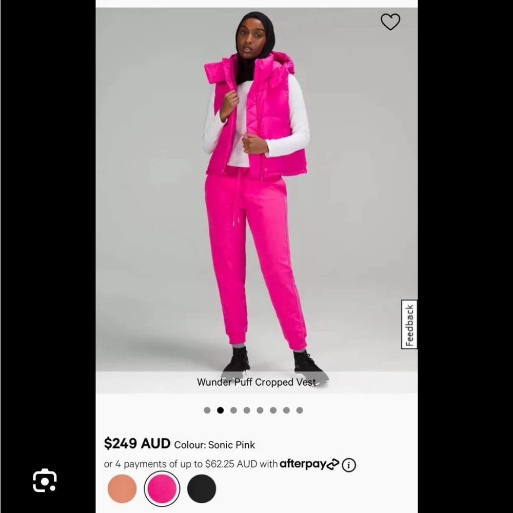 NWT Lululemon Wunder Puff Cropped Vest in Sonic Pink